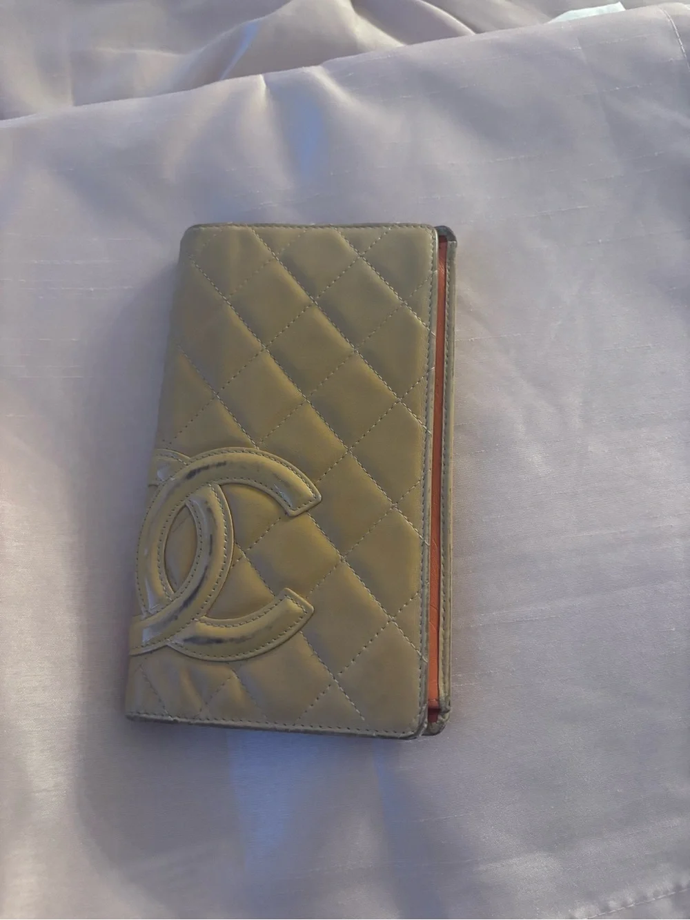 Quilted CC Logo Phone Wallet - Cream